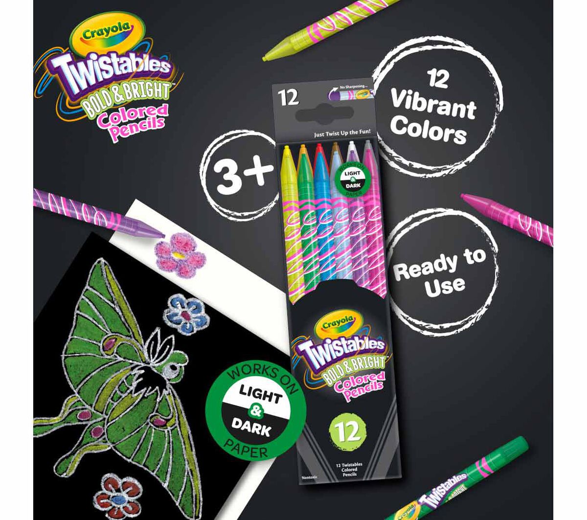 Crayola Bold & Bright Twistable Colored Pencils 12 count - Colorland Toys