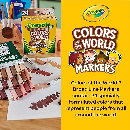 Crayola Colors Of The World 24ct Washable Fine Line Markers CY58 - 7810 - Colorland Toys