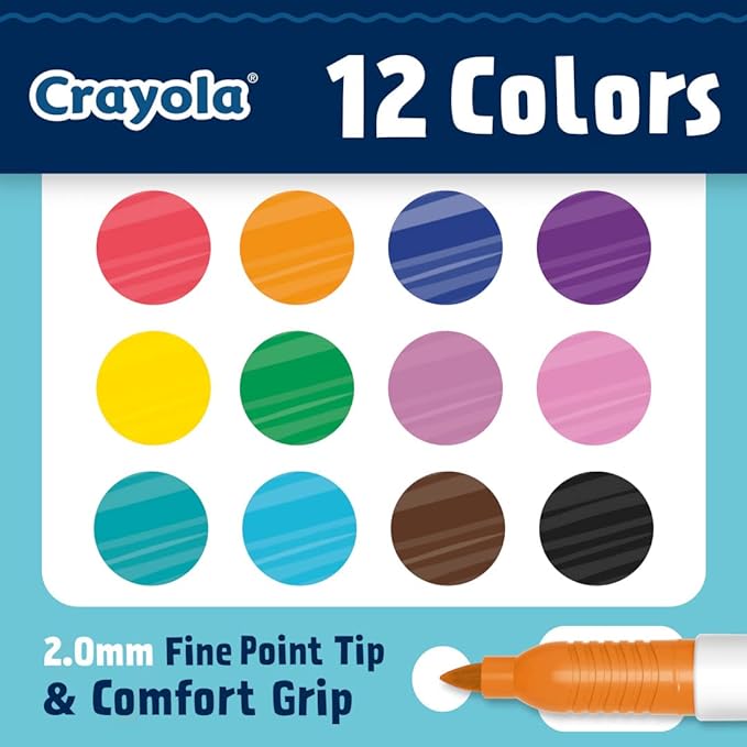 Crayola Doodle & Draw Fine Point Doodle Markers 12ct CY58 - 8312 - Colorland Toys