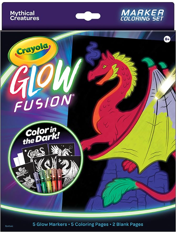 Crayola Glow Fusion Glow in The Dark Coloring Set with Markers Mythical Creature Coloring Pages CY74-7491 — image 1