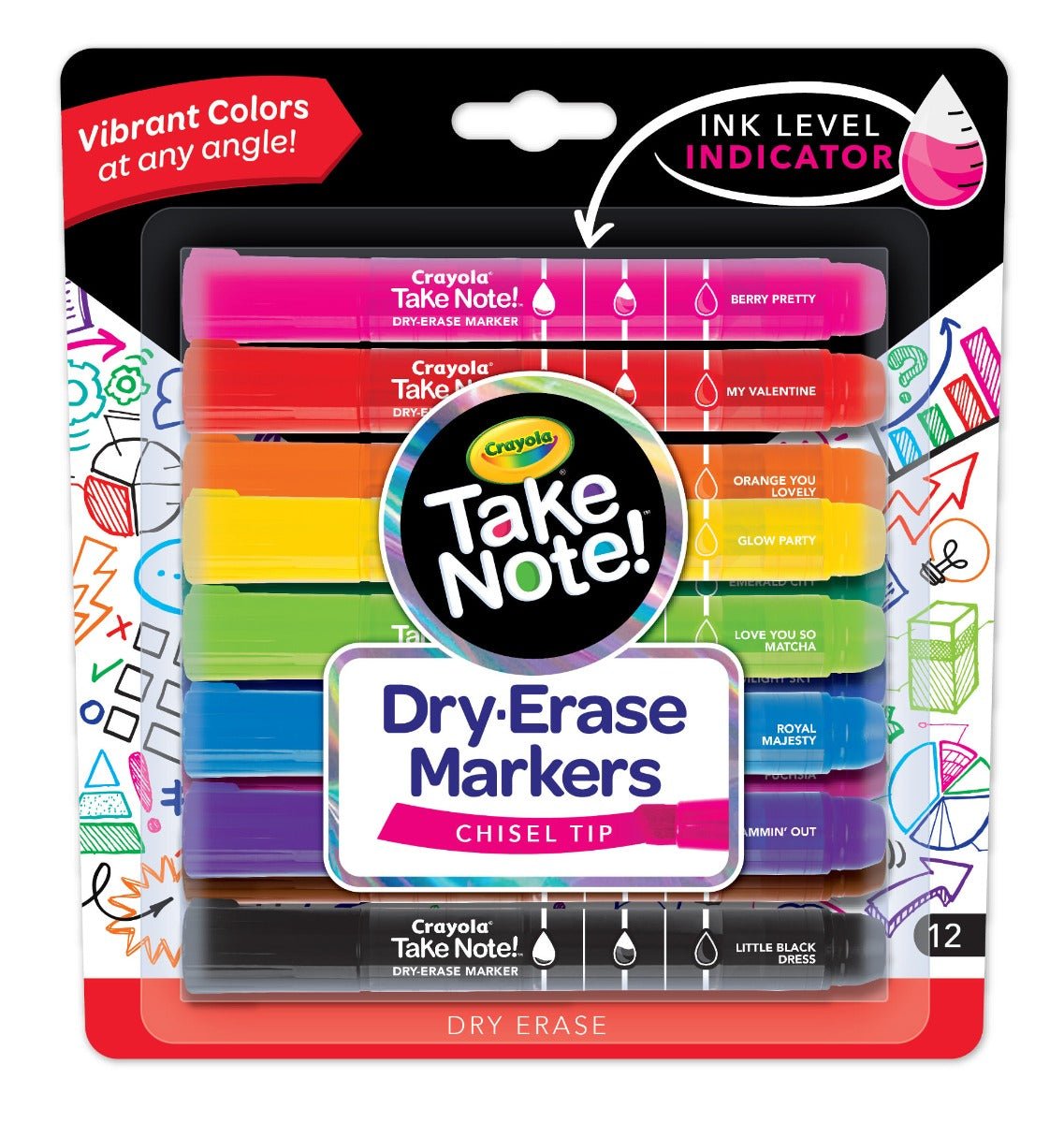 Crayola Take Note Chise Tip Whiteboard Markers 12 Pack CY58 - 6545 - Colorland Toys