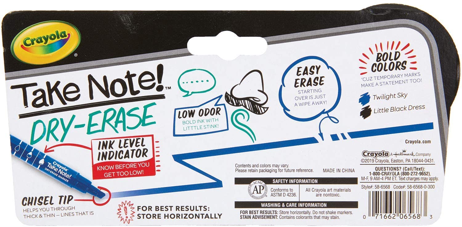 Crayola Take Note Dry Erase Markers Chisel Tip CY58 - 6568 - Colorland Toys