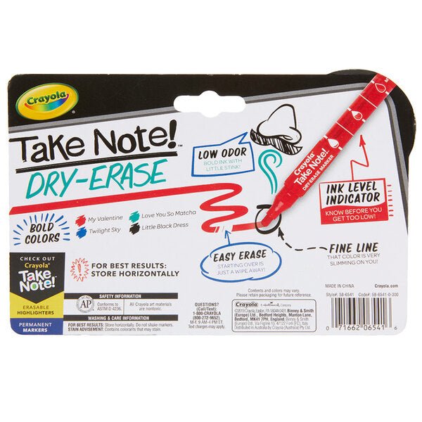 Crayola Take Note! Whiteboard Markers Fine Line 58 - 6541 - Colorland Toys