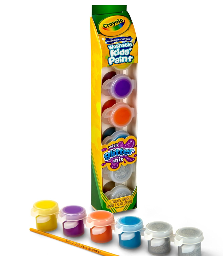 Crayola Washable Kids Paint Pot 6-Colors with Glitter Set 54-0100 — image 3