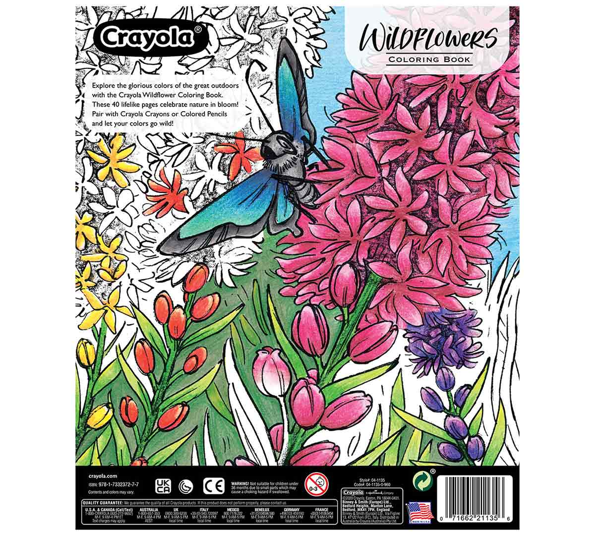 Crayola Wildflower Adult Coloring Book 40pages CY04 - 1135 - Colorland Toys