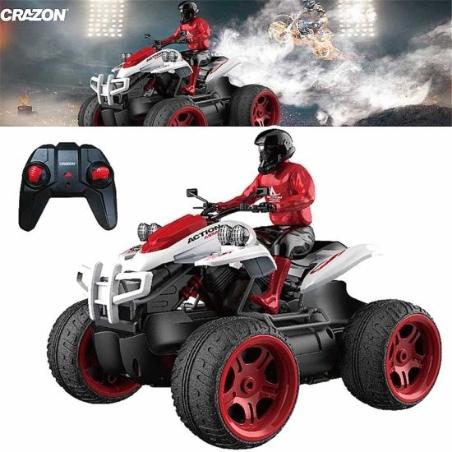 Crazon Smoking Beach Motorcycle with Lights Scale 1:14 Red 333-MT21142