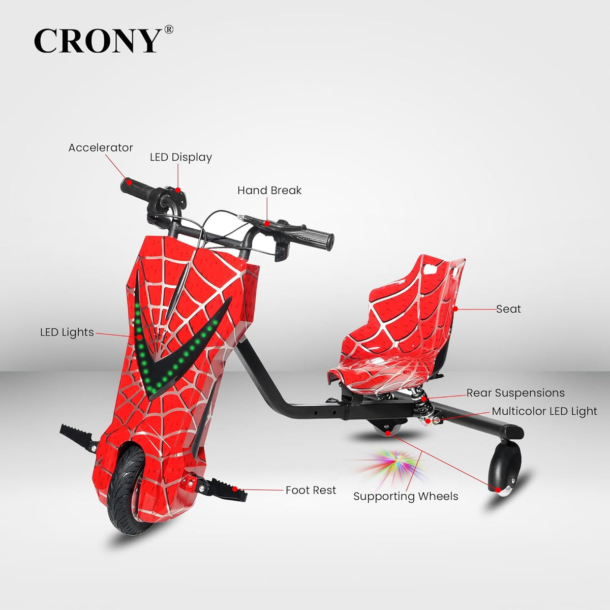 Crony V Type Drift Scooter 36V Red JL009/JL008 — image 7