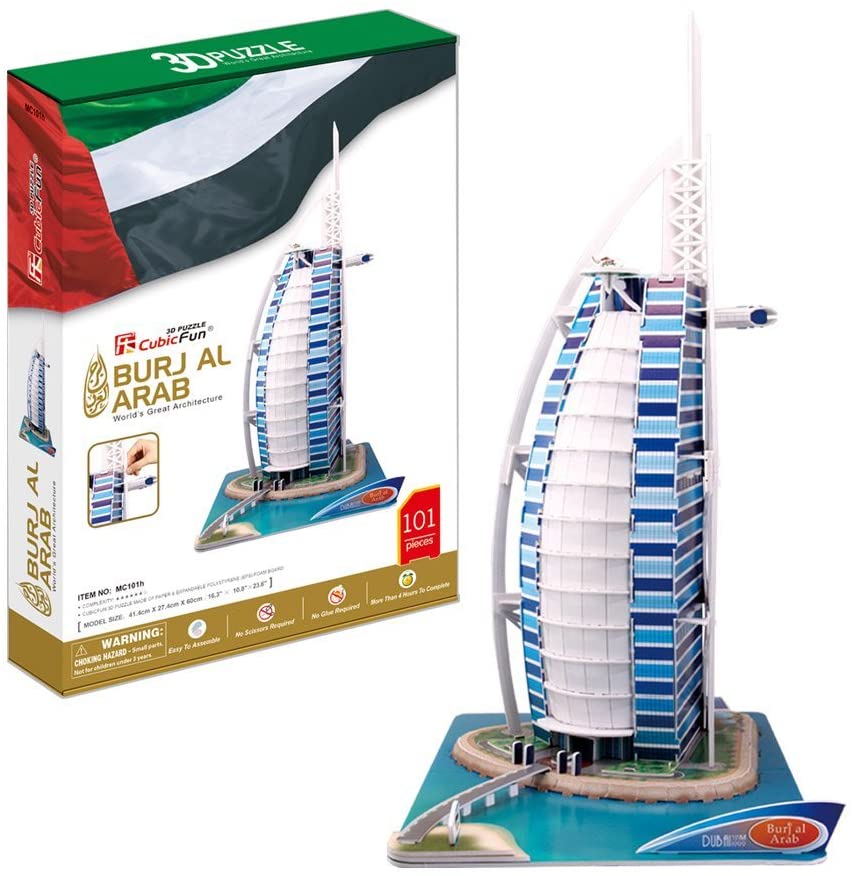 CubicFun Burj Al Arab 3D Puzzle Set 101 Pieces MC101H - Colorland Toys