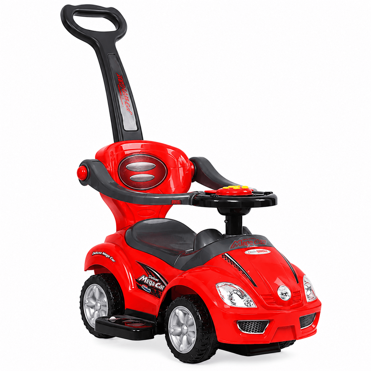 Deluxe Mega Car Ride-On With Handle Red B4401/381 — image 1