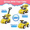 Deluxe Mega Car Ride-On With Handle Yellow B4401/381