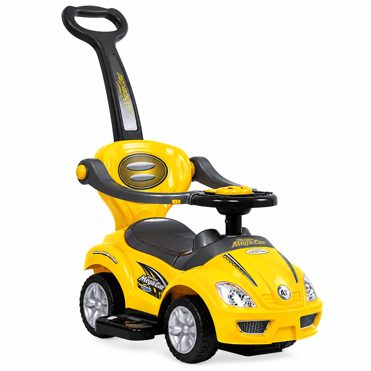 Deluxe Mega Car Ride-On With Handle Yellow B4401/381 — image 1
