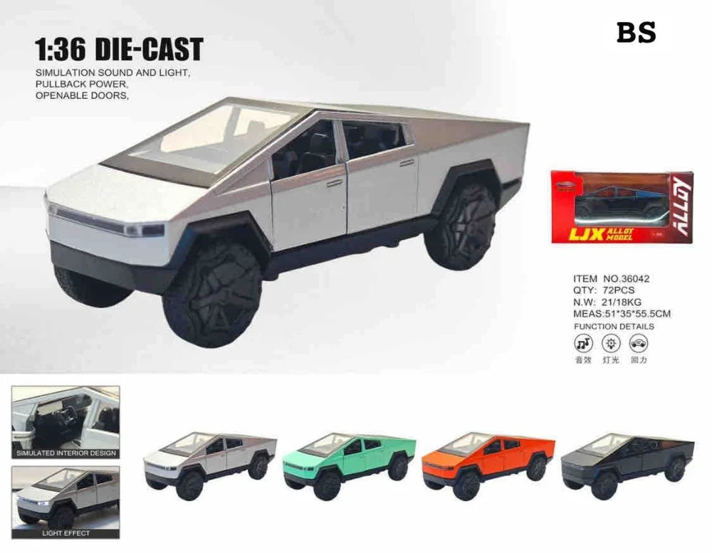 Pullback Tesla Cybertruck Die-Cast 1:32 Scale Asstd. 3609B