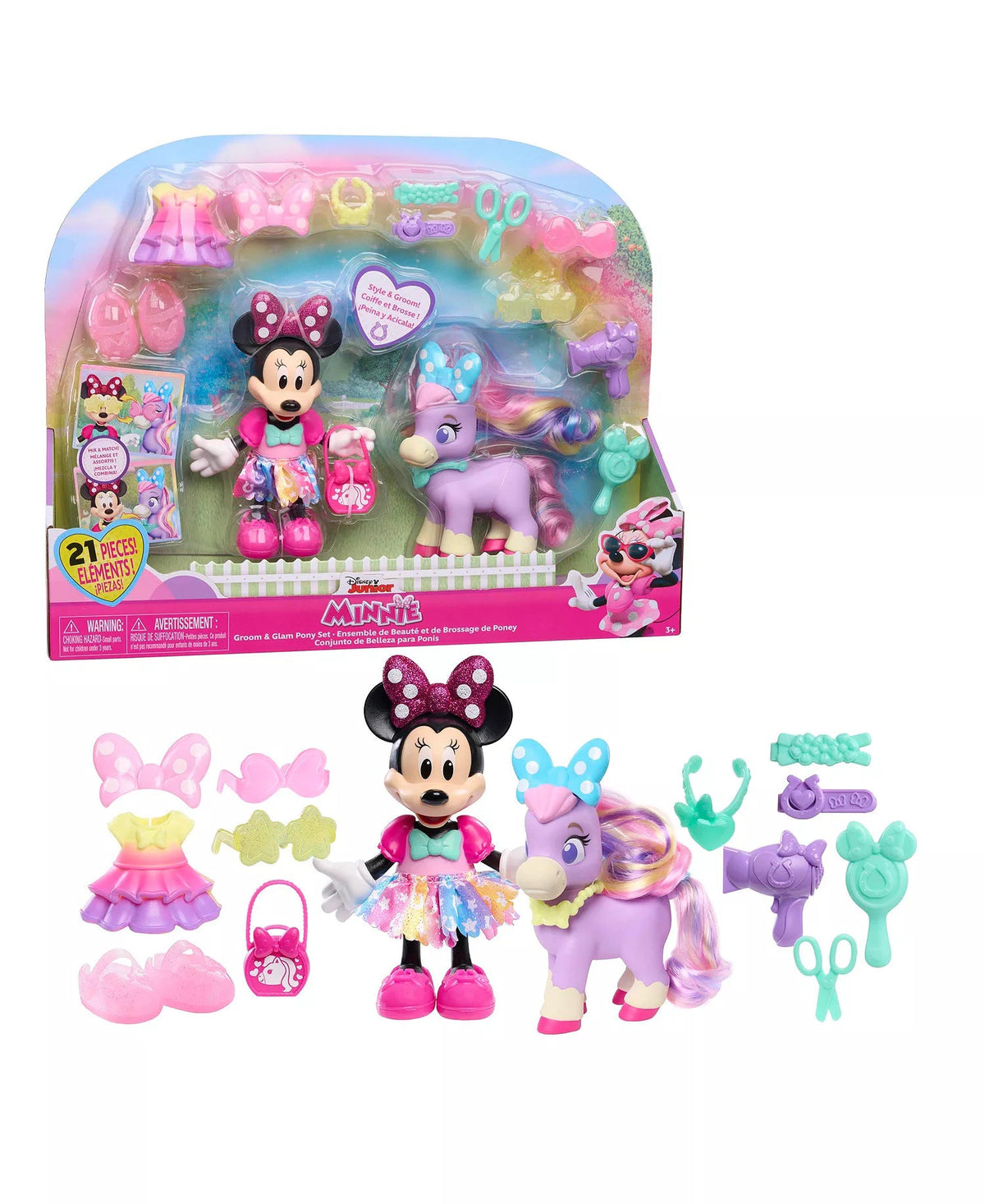 Disney Junior Minnie Mouse Groom & Glam Pony Set 88239 - Colorland Toys