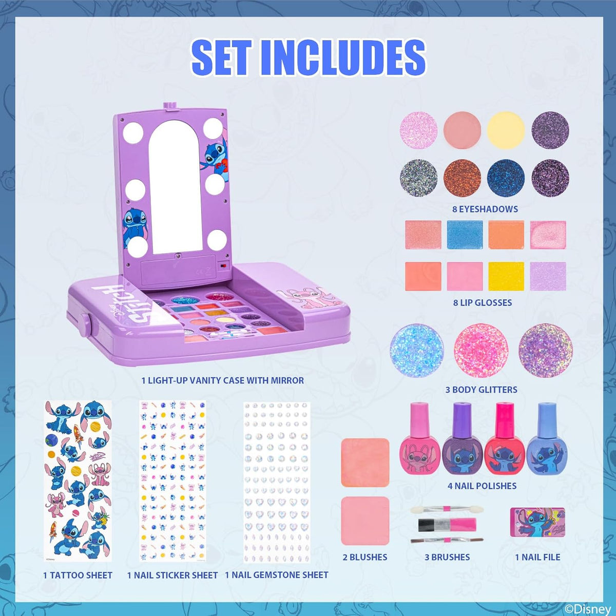 Disney Stitch Kids Makeup Set with Light-Up Mirror by Townley Girl — image 2