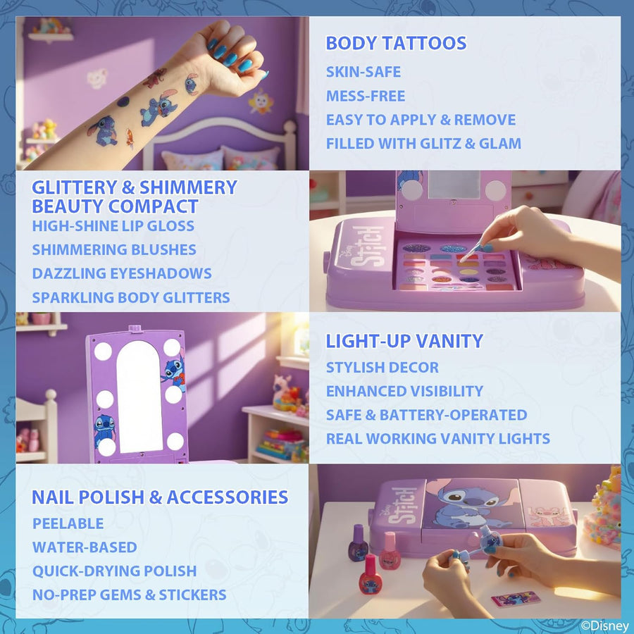 Disney Stitch Kids Makeup Set with Light-Up Mirror by Townley Girl — image 4