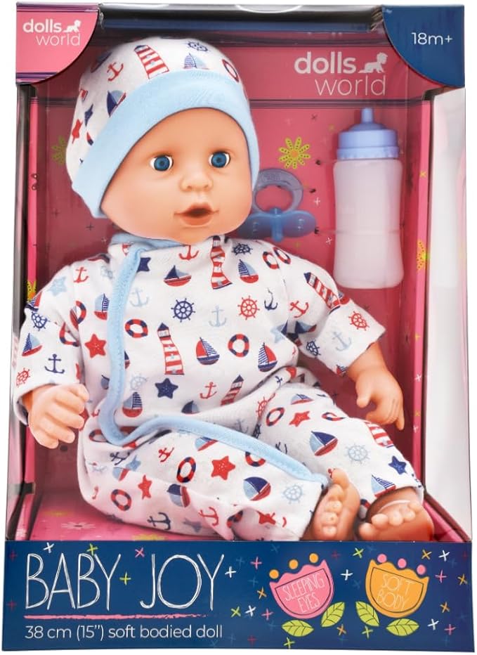 Dolls World Baby Joy 15inch Baby Doll With Sleeping Eyes Bottle & Dummy 78314 — image 2