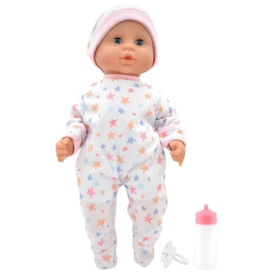 Dolls World Baby Joy 15inch Bean Fill Sleeping Eyes Dlx Romper N Accessories 78308 — image 1