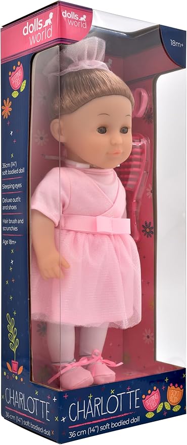 Dolls World Charlotte 14inch Soft Doll Sleeping Eyes With Hair & Accessories 78210 - Colorland Toys