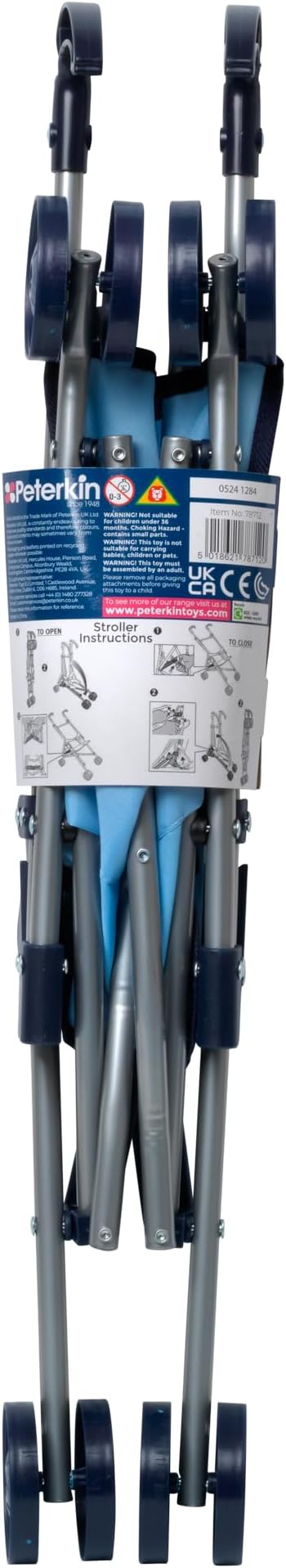 Dolls World Dlx 4 Wheel Folding Blue Stroller For Dolls 22inch 78712 - Colorland Toys