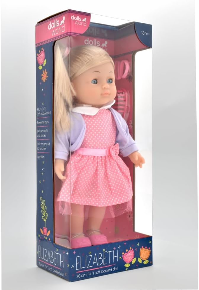 Dolls World Elizabeth 14inch Soft Doll Sleeping Eyes With Hair & Accessories 78224 — image 3