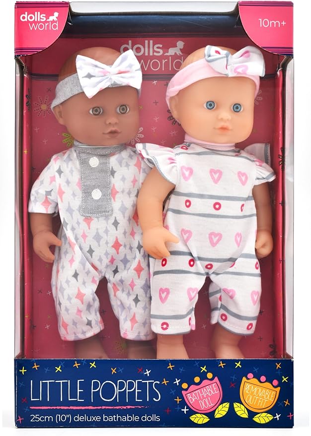 Dolls World Little Poppets 10inch Dlx Twin Bathable Vinyl Doll 78000 - Colorland Toys