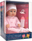 Dolls World Ltl Treasure 15inch Baby Doll With Sleeping Eyes Bottle & Dummy 78334