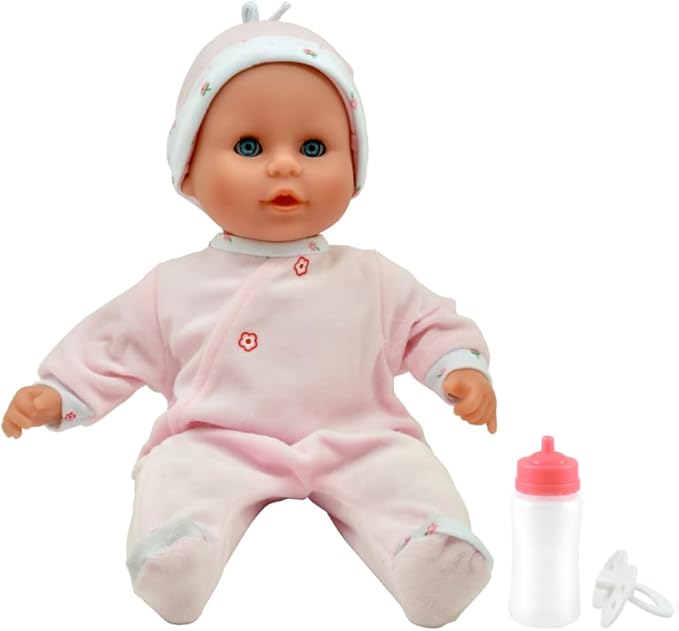 Dolls World Ltl Treasure 15inch Baby Doll With Sleeping Eyes Bottle & Dummy 78334 — image 1