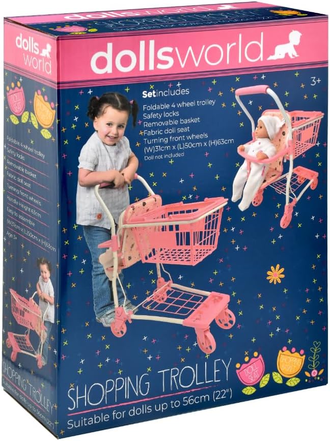 Dolls World Shopping Trolley With Basket And Baby Seat For Dolls 22inch 78710 - Colorland Toys