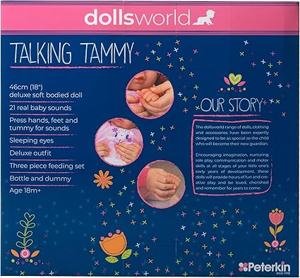Dolls World Talking Tammy 18inch Baby With Sleeping Eyes & Sounds 78500 - Colorland Toys