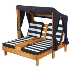 Double Chaise Lounge with Cup Holders - Honey & Navy - Colorland Toys