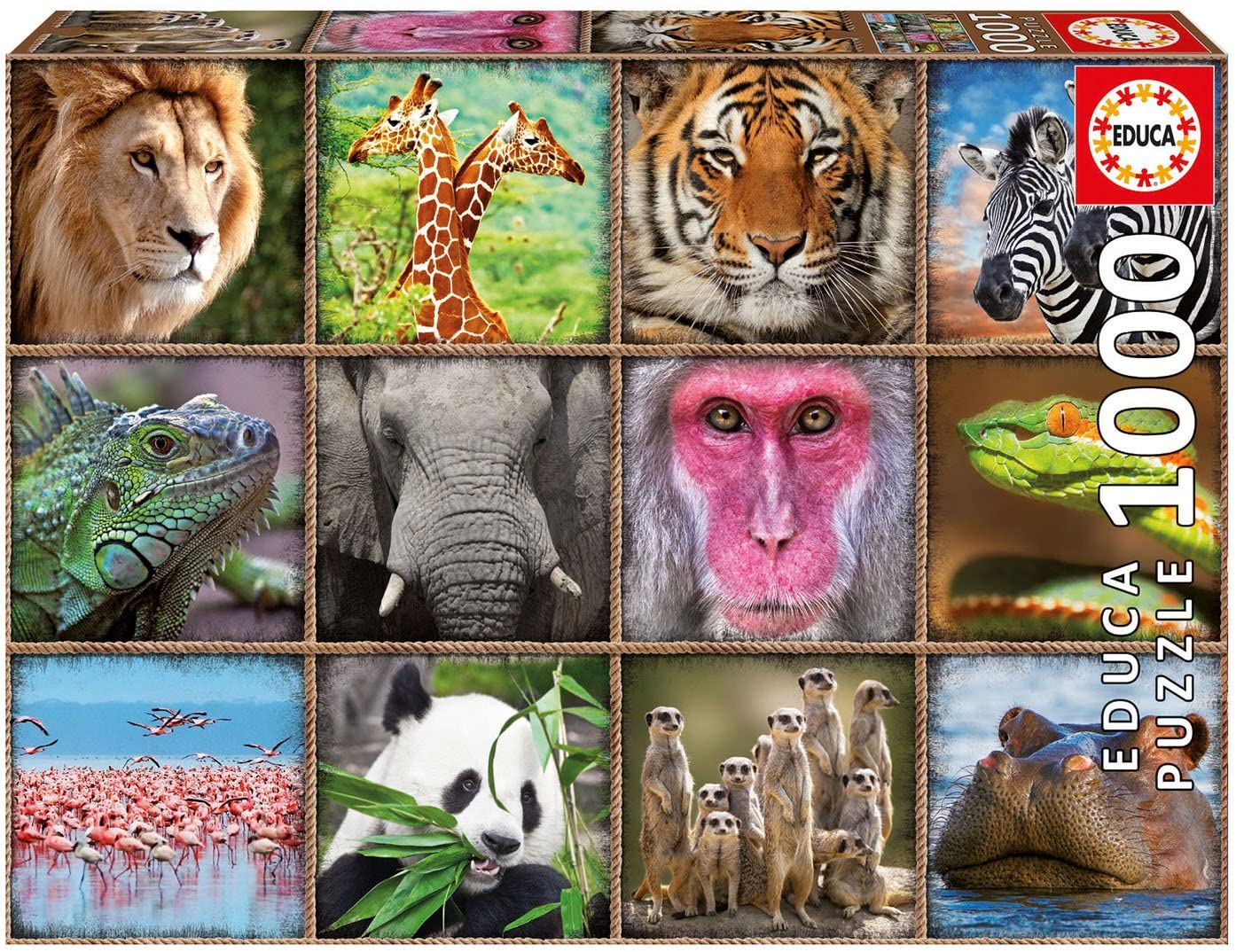 Educa 17656 1000 Wild Animal Collage - Colorland Toys