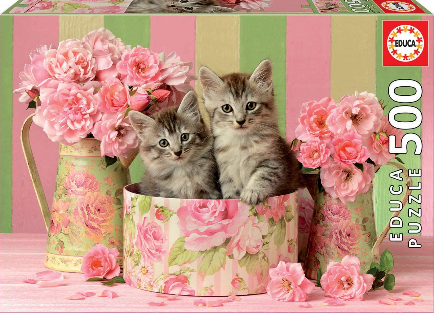Educa Borras 17960 500 Kitten with Roses Puzzle, Multi-Colour - Colorland Toys