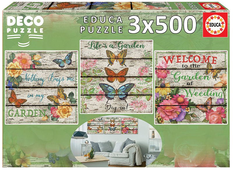 Educa Borras 17965 3X500 Garden On The Land Puzzle, Multicoloured — image 1