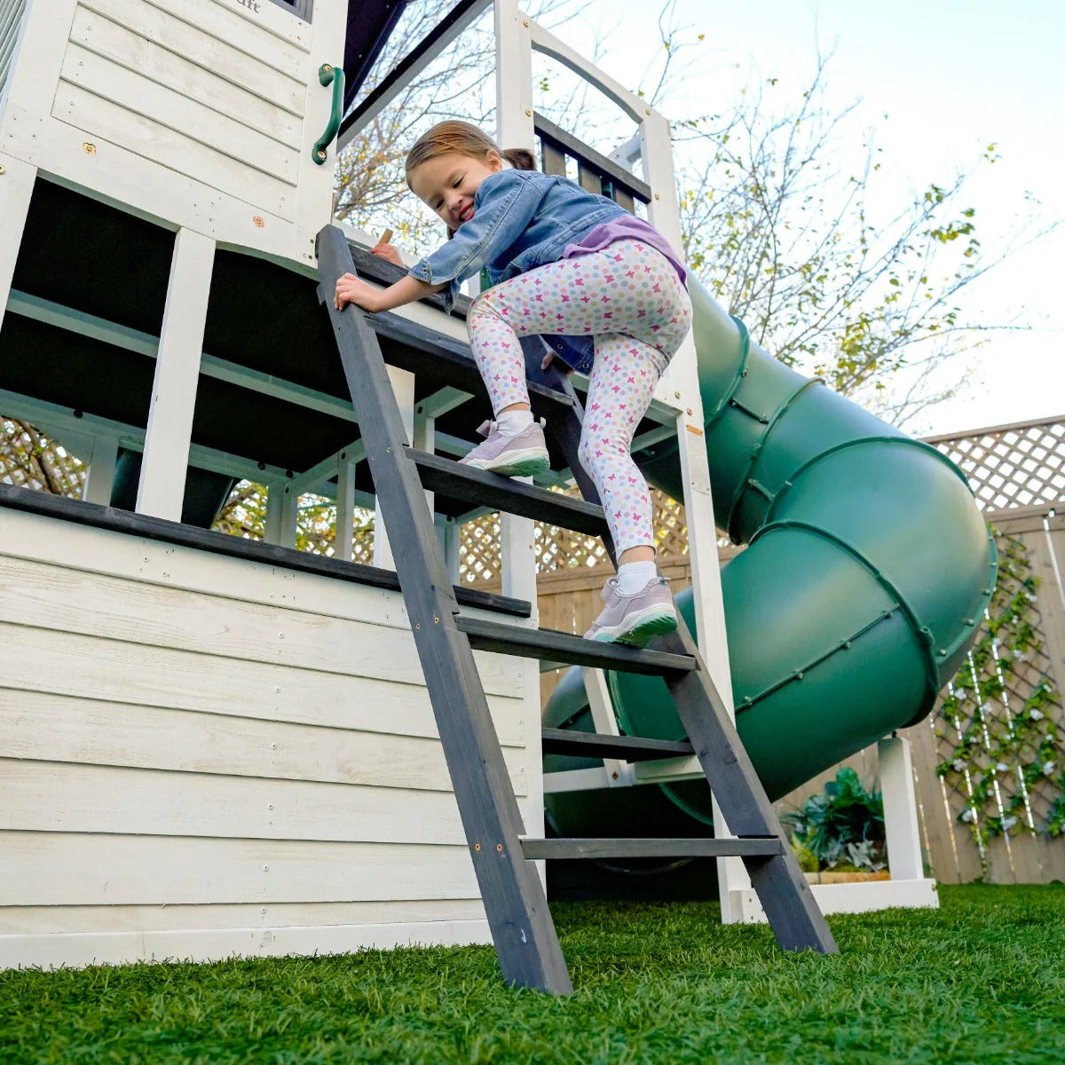 KidKraft Wrangler Way Swing Set – Wooden Playhouse & Slides