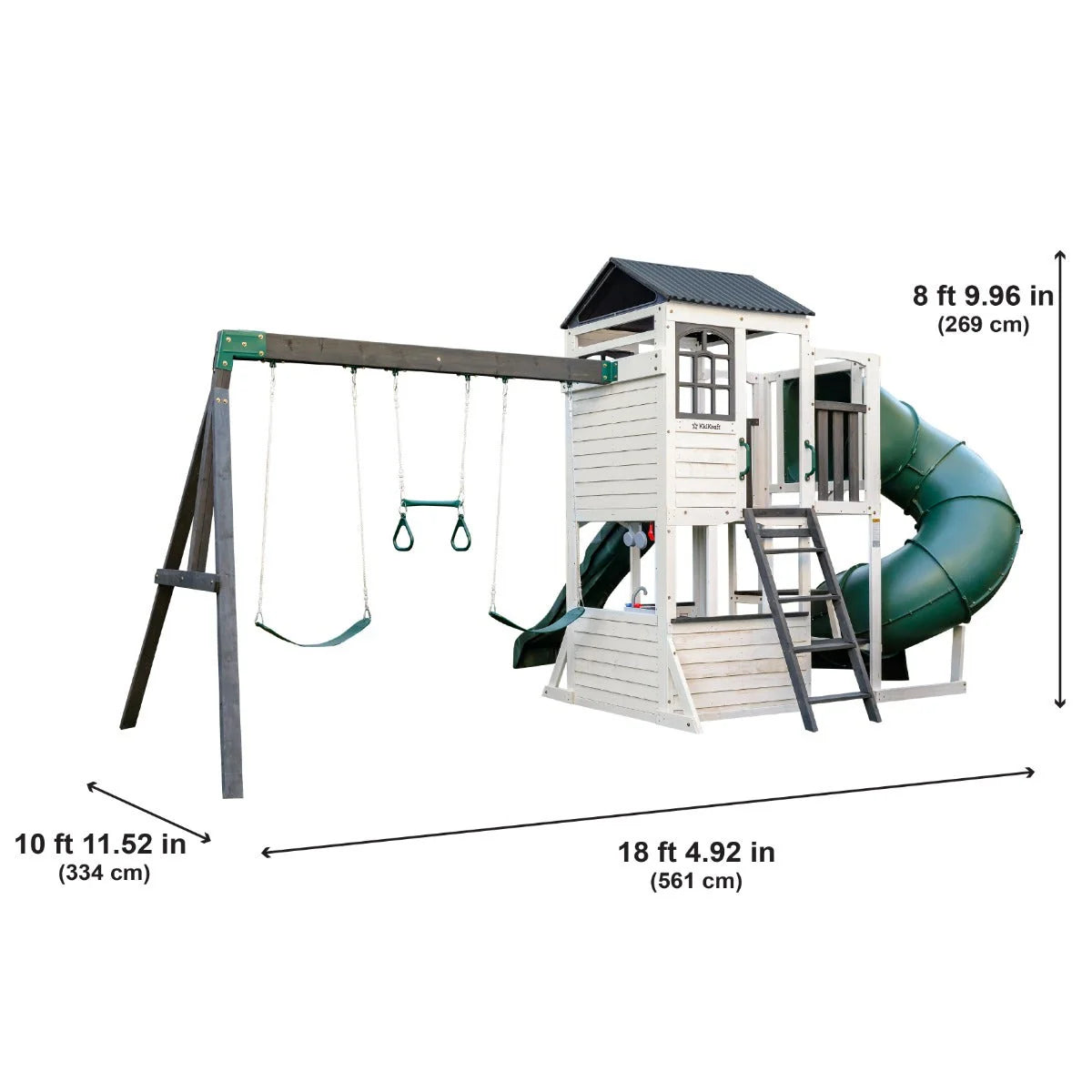 KidKraft Wrangler Way Swing Set – Wooden Playhouse & Slides