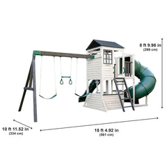 KidKraft Wrangler Way Swing Set – Wooden Playhouse & Slides