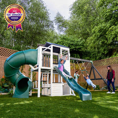 KidKraft Wrangler Way Swing Set – Wooden Playhouse & Slides