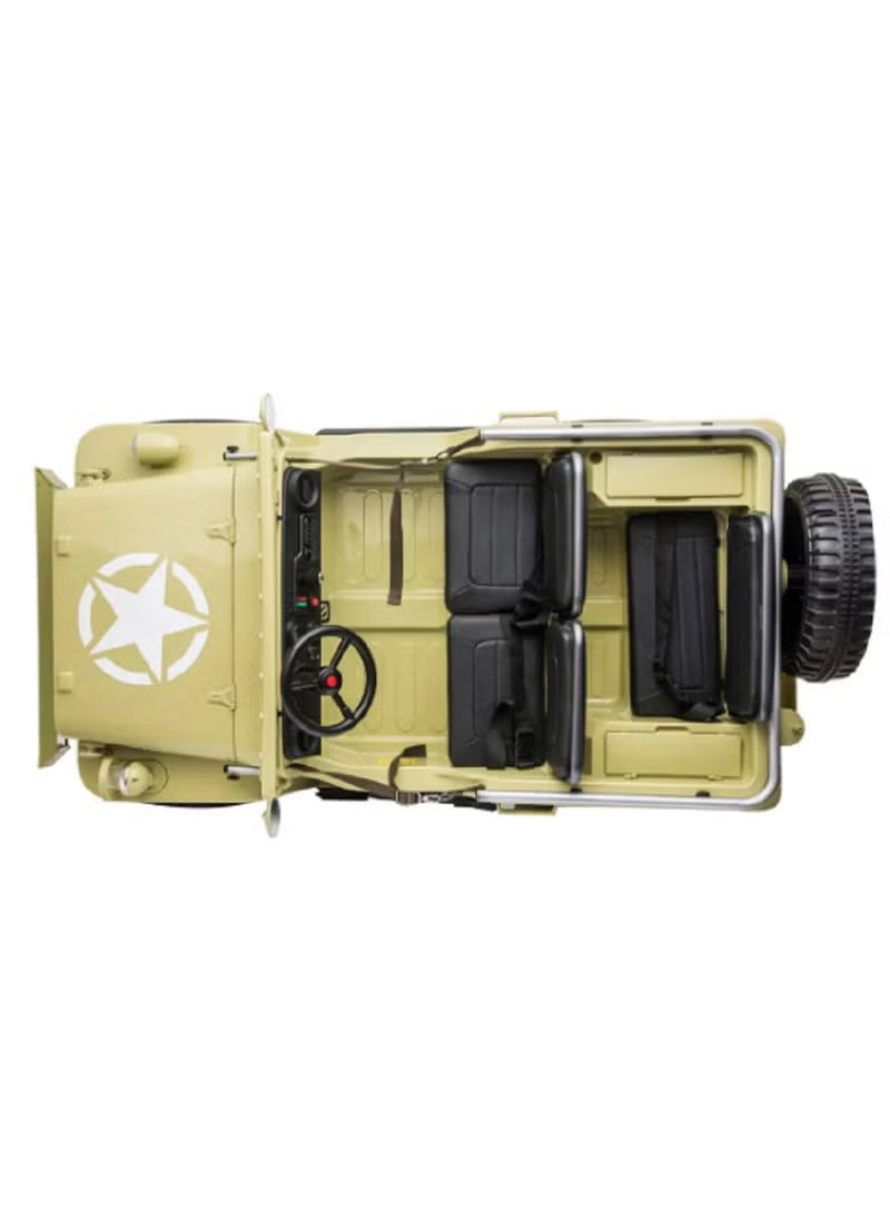 Kids Military Willy Jeep Ride-On 3-Seater Light Green12V 4M DM101 - Colorland Toys