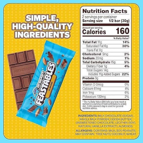 Feastables Almond Chocolate 60g ESF - 367 - Colorland Toys