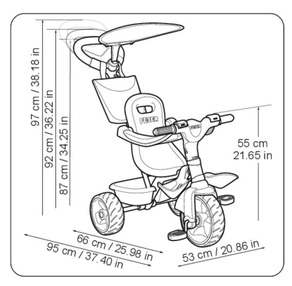 Feber Tricycle Baby Plus Music Blue Orange 800012100 - Colorland Toys