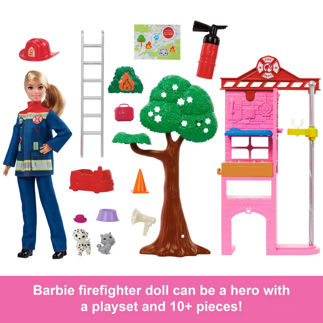 Barbie Firefighter Playset with Blonde Fashion Doll [HRG55] — image 2