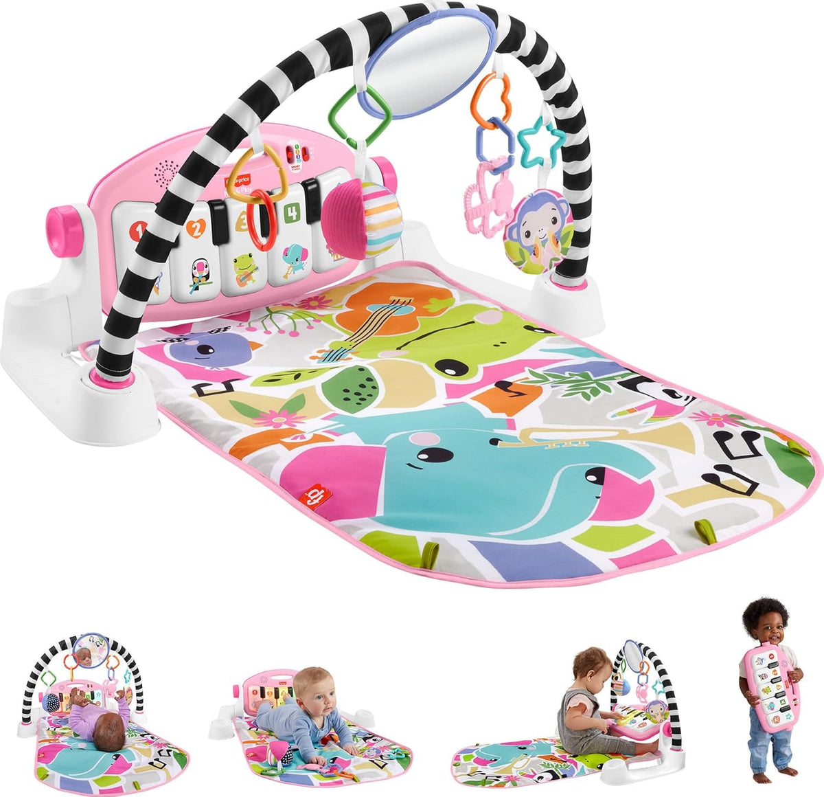 Fisher Price Glow and Grow Kick and Play Piano Gym - Pink — image 1