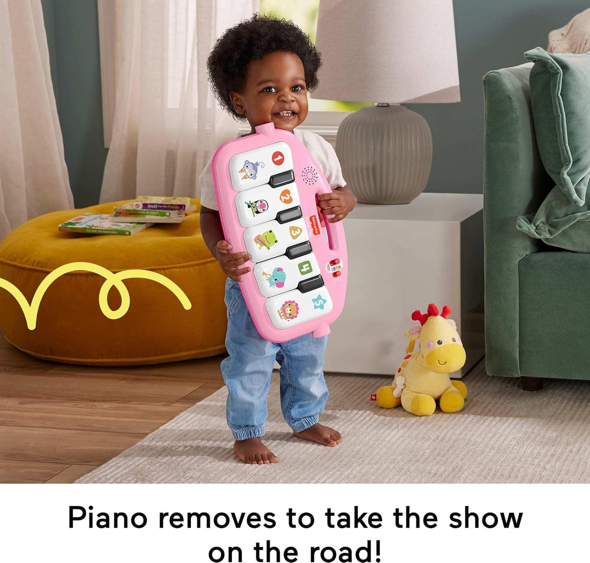 Fisher Price Glow and Grow Kick and Play Piano Gym - Pink — image 3