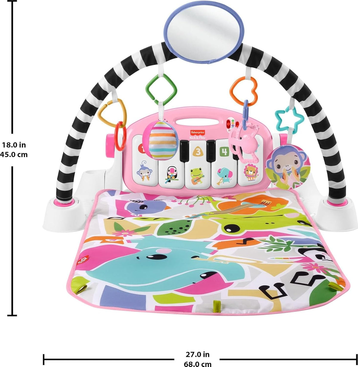 Fisher Price Glow and Grow Kick and Play Piano Gym - Pink — image 2