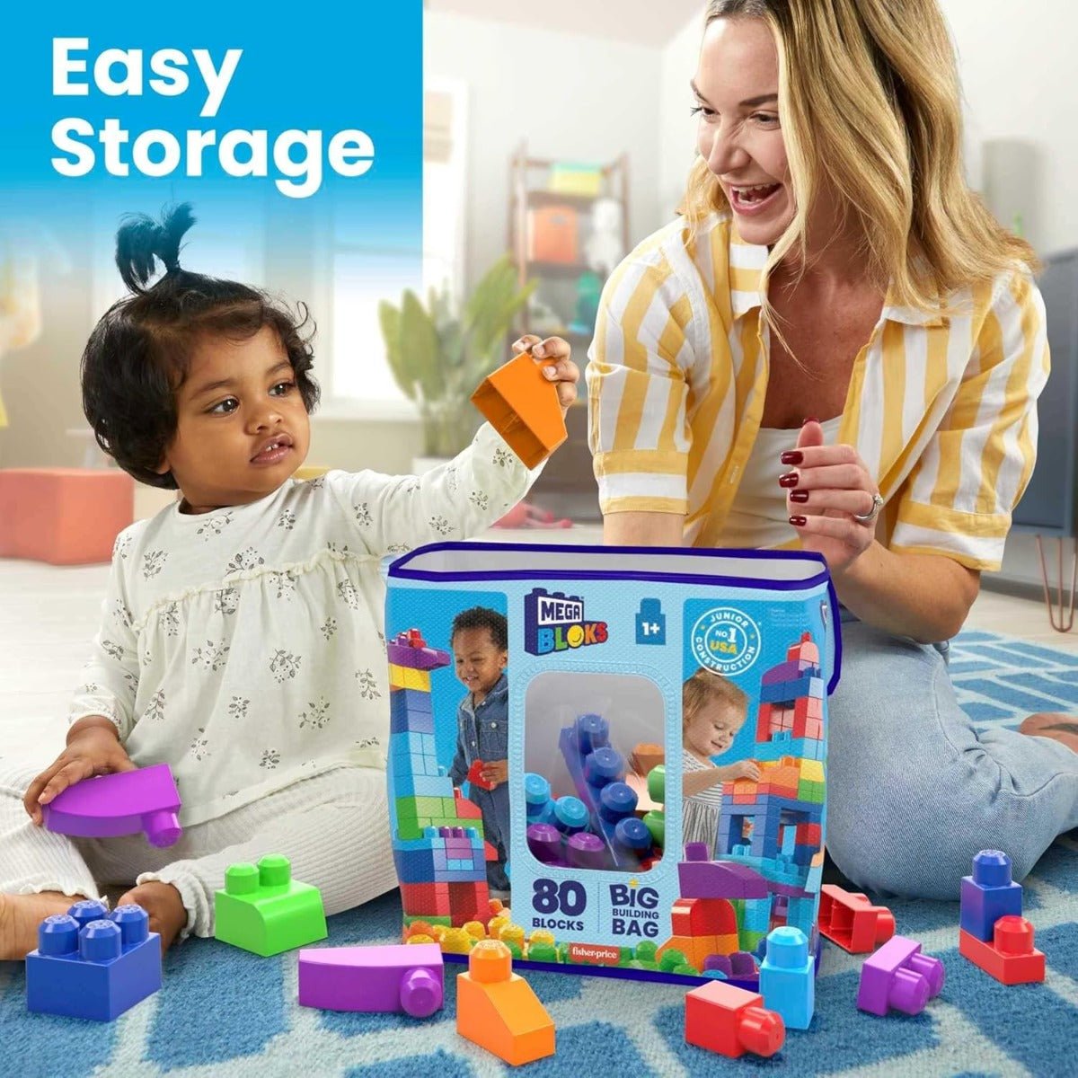 Fisher-Price Mega Bloks First Builders Big Building Bag 80 pcs DCH63 - Colorland Toys