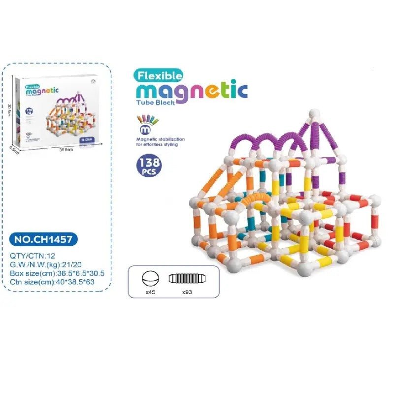Flexible Magnetic Tube Block 138 - Pcs CH1457 - Colorland Toys