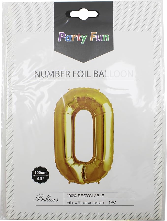 Foil Number Balloon 32-Inch No.0 Golden Color 0866010 — image 2