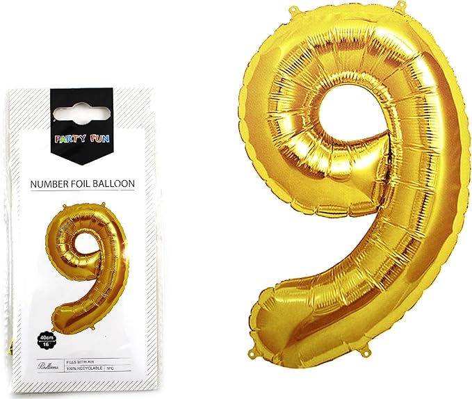 Foil Number Balloon 32 - Inch No.9 Golden Color 0866009 - Colorland Toys