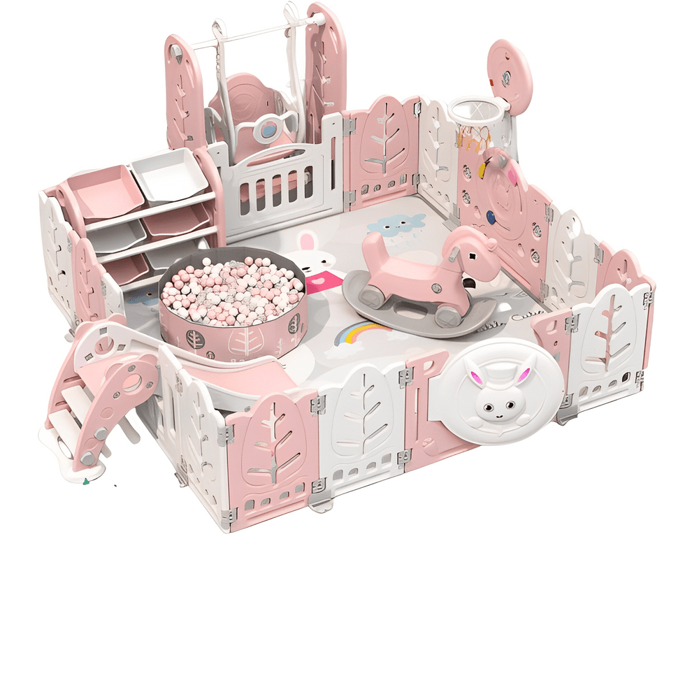 Folding Baby Fence Playground Pink PH016 - Colorland Toys