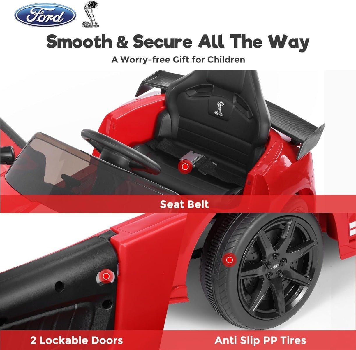 Ford Mustang Shelby 12V7AH Red 9969B - Colorland Toys